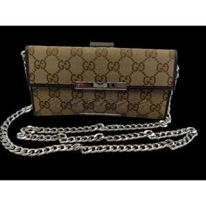 GUCCI GG Supreme Wallet on Chain Beige Canvas Shoulder Bag – Excellent | COA
